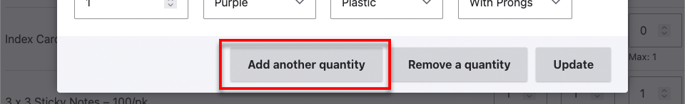 The Add another quantity button