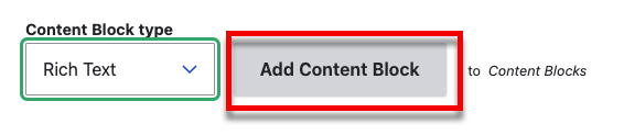 A button labeled Add content block