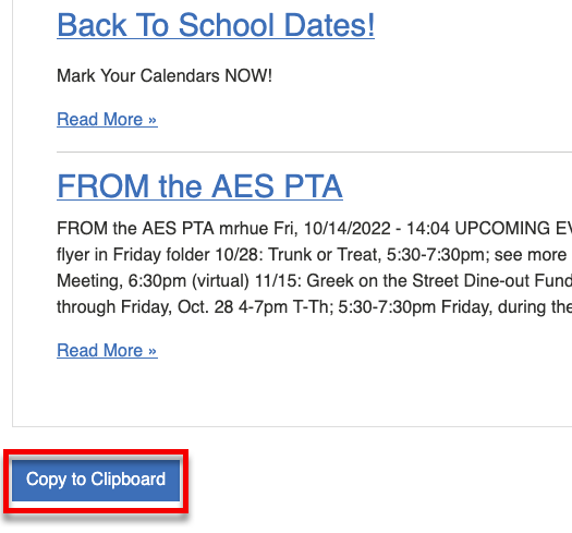 Copy to clipboard button