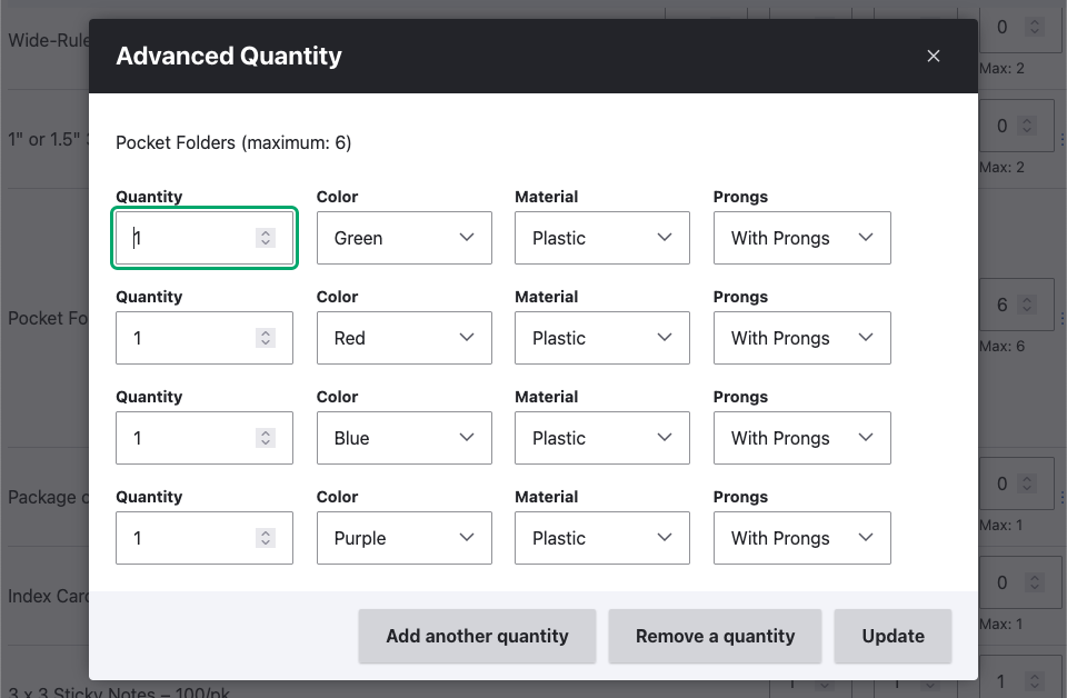 Advanced options for folders