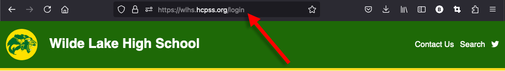 A screebshot of a browser with the address set to https://wlhs.hcpss.org/login