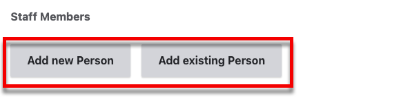 Two buttons labeled Add new Person and Add existing Person