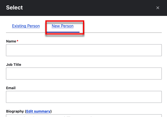 The 'New Person' tab