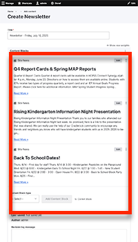 The newsletter form with 3 news items