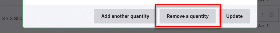 Remove a quantity button