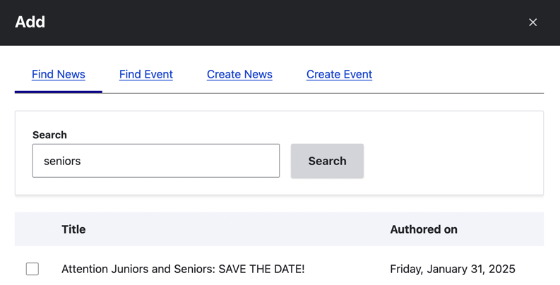 News search box