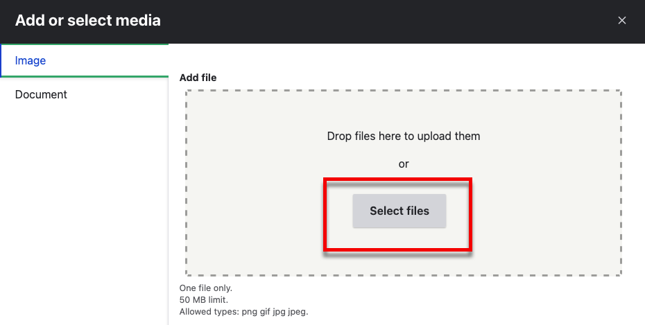 The Select files button