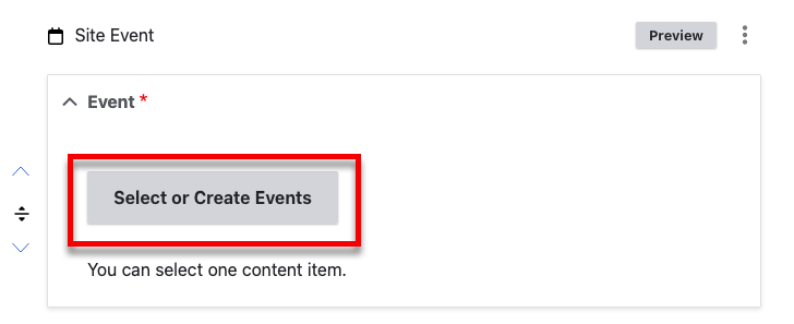 Select or Create News Item button