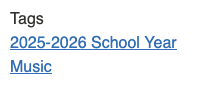 Links for '2025-2026 School Year' and 'Music'