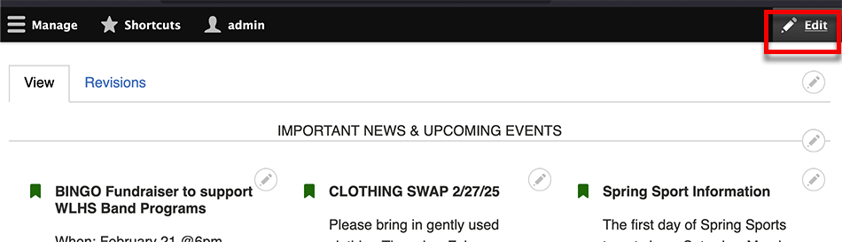 The edit button on the right side of the toolbar