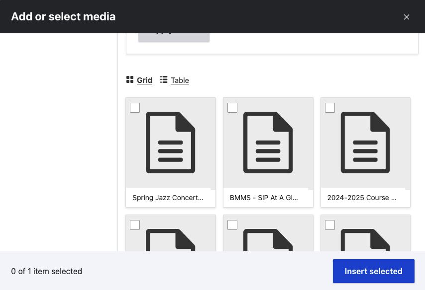 A list of document thubmbails