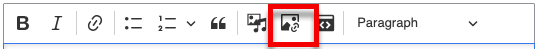The rich text toolbar with the insert image button highlighted