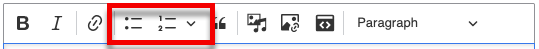 A screenshot of the rich text editor with the hyperlink button and ckeckmark highlighted